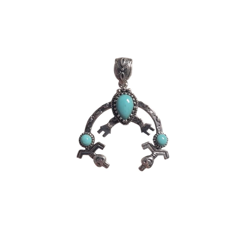 Artisan Crafted Tahoe Nevada Turquoise Pendant in Sterling Silver